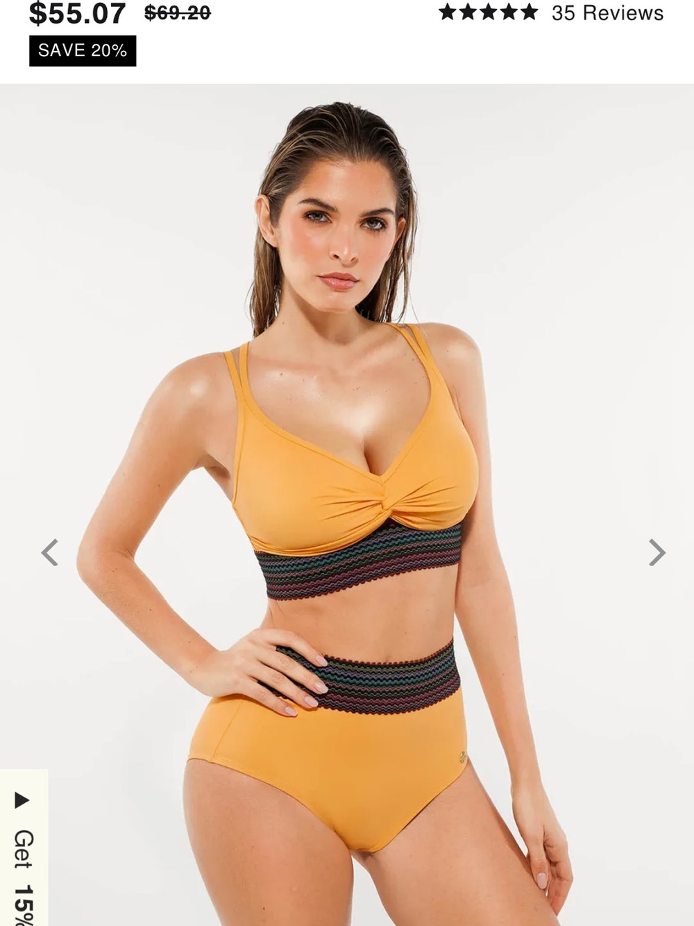 High-Waist Twist Front Bikini Set in Mustard